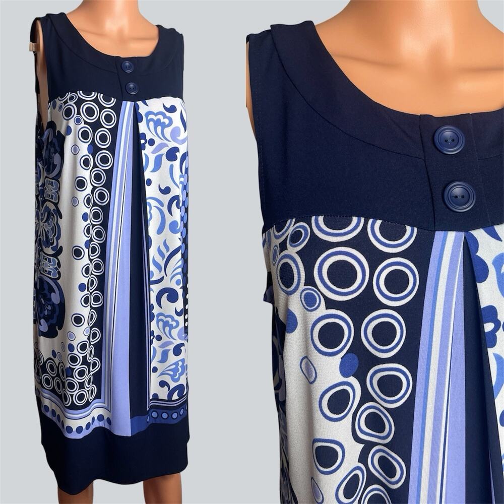 Womens Sangria Knee-Length Casual Yoke Dress Sleeveless Comfy Blue Purple Large